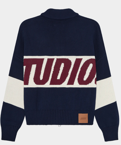 Eme Studios Thrill Navy Zipper Knit